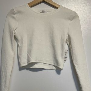 Ardene White Longsleeve Ribbed Crop Top NWT
